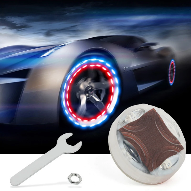 PUERXIN Car Tire Wheel Light Solar Energy 4 Color Flash Tyre Wheel Rim Lamp Car Valve Cap LED Wheel Light for Cars Motor Bike