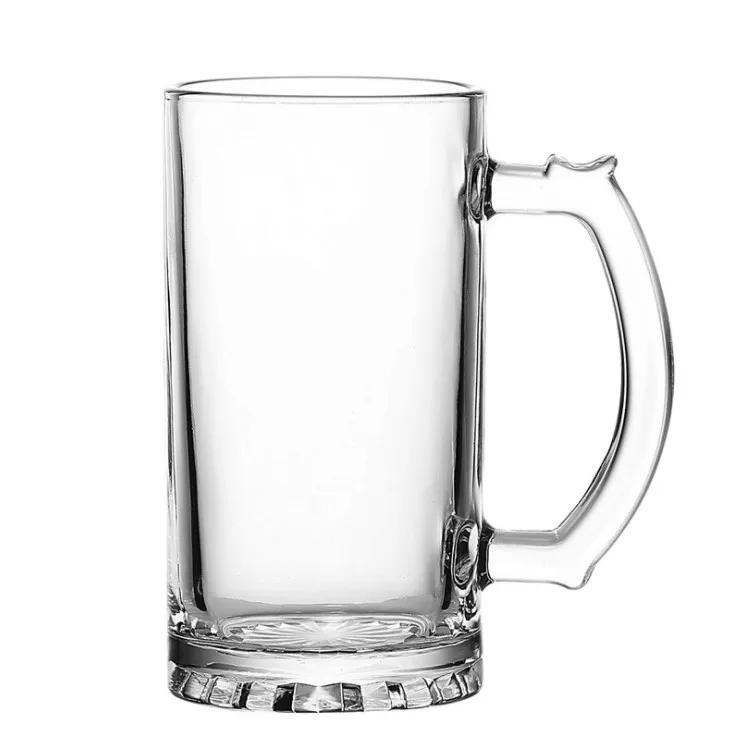 Hot Sale Eco friendly Wholesale Promotion 500ml Drinking Clear Glass Cup Beer Mug with Handle
