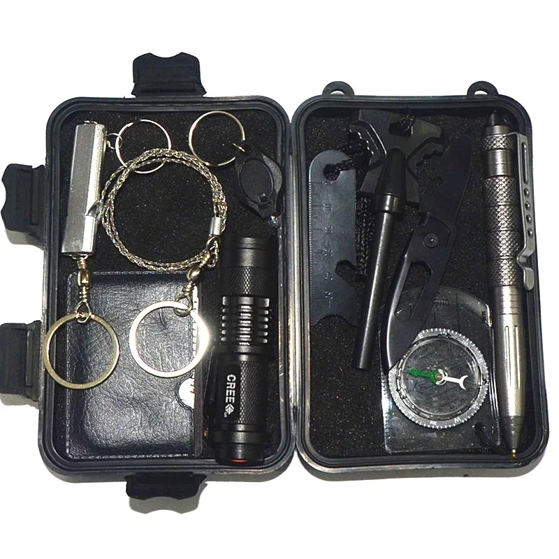 6.7 Outdoor Travel Camping accessories Hiking 13 in 1 Emergency Survival Kit First Aid equipment gear Sos Tactical Survival Kit