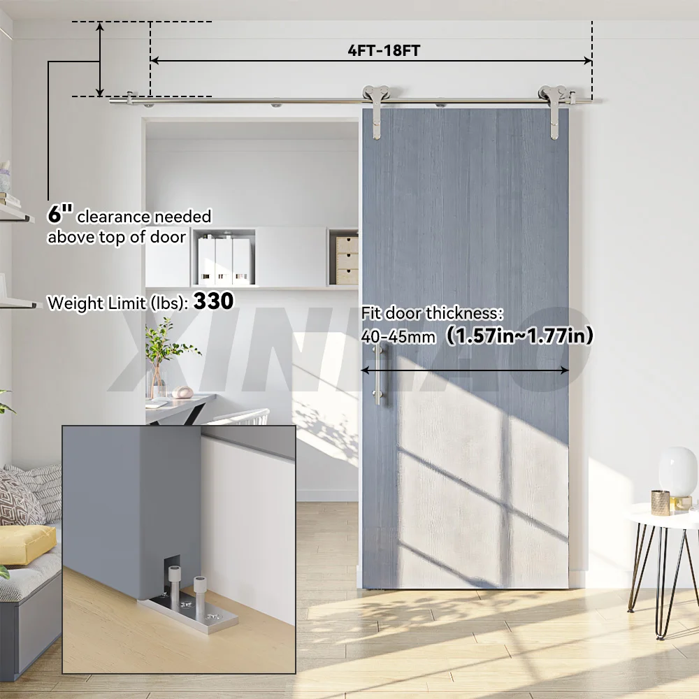 Double Wheel Stainless Steel Wholesale Sliding Barn Door Hardware Kit Suitable for wooden doors