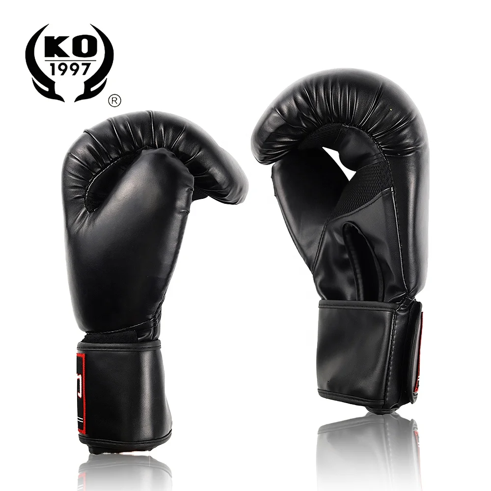Amazon hot selling black leather boxing gloves product custom