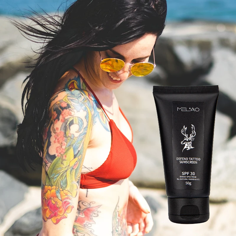 Tattoos Aftercare With Spf 50 OEM Custom Tattoo Sunscreen Protect Fading Quickly Moisturizing Anti Uv Sunblock Tattoo Cream