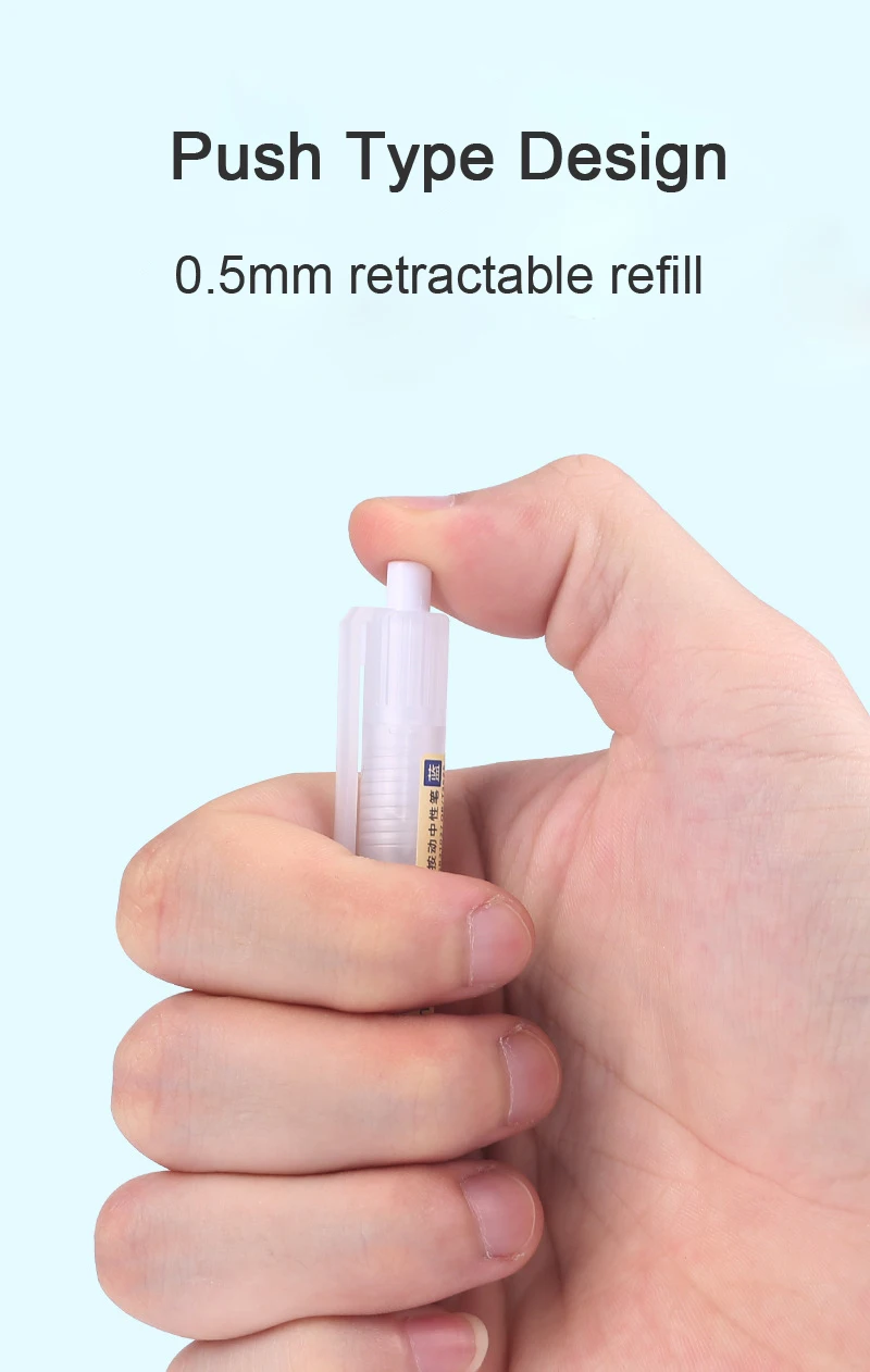 Joytop Wholesale School Office Supplies Push Type Plastic Retractable 0.5MM Refill Gel Ink Pens
