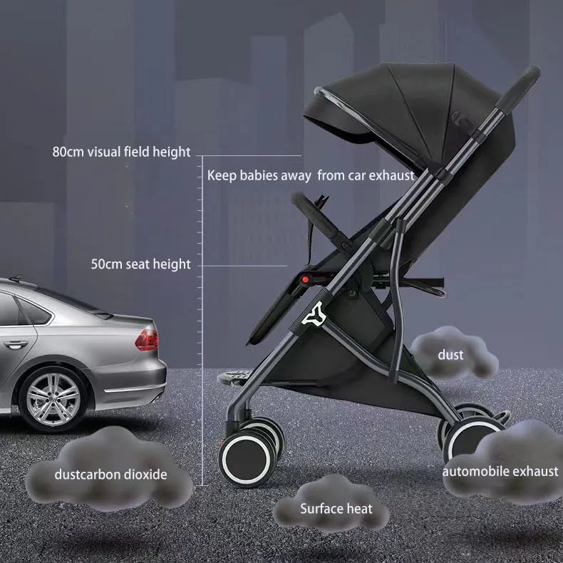 One Click Lightweight Infant Stroller,  3-in-1 Convertible Multi-Functional Pushchair,Tilting Mode Luxury Baby Stroller