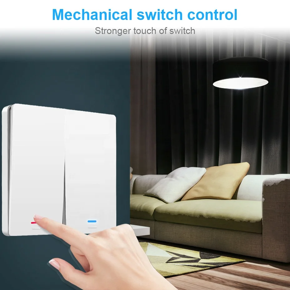 Tuya/Smart Life EU WiFi Remote Control Support Google Home Alexa 2200W Wall Touch Switch Smart 1 Gang Push Button Switch