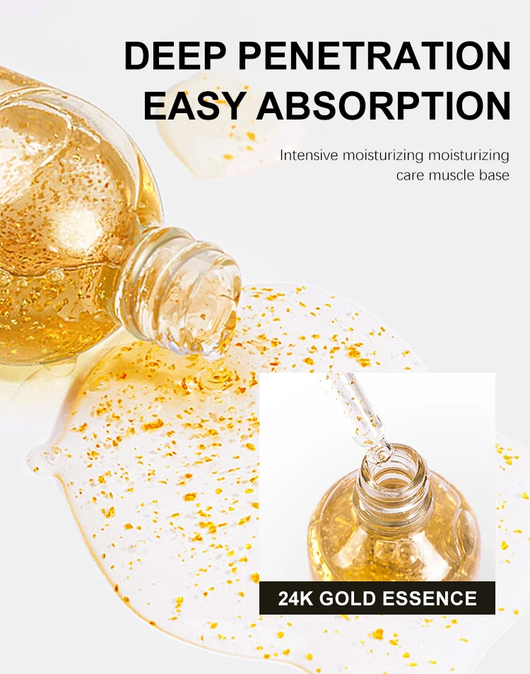 PUQIANNA factory cosmetic 24K GOLD Serum Moisturizing Hyaluronic Acid  Anti-Aging Whitening skin care serum Gold facial serum