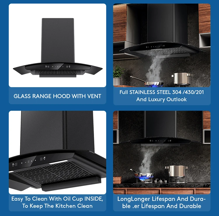 24inch 60cm 30in 90cm Chimney Cooker Hood Best Welcome Fashion Good Price Kitchen Range hood Design Exhaust Chimney Hood