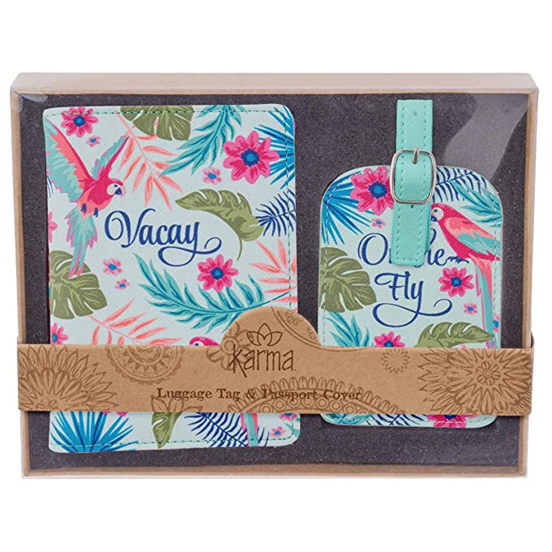 Personalized travel PU passport holder/cover and luggage tag set