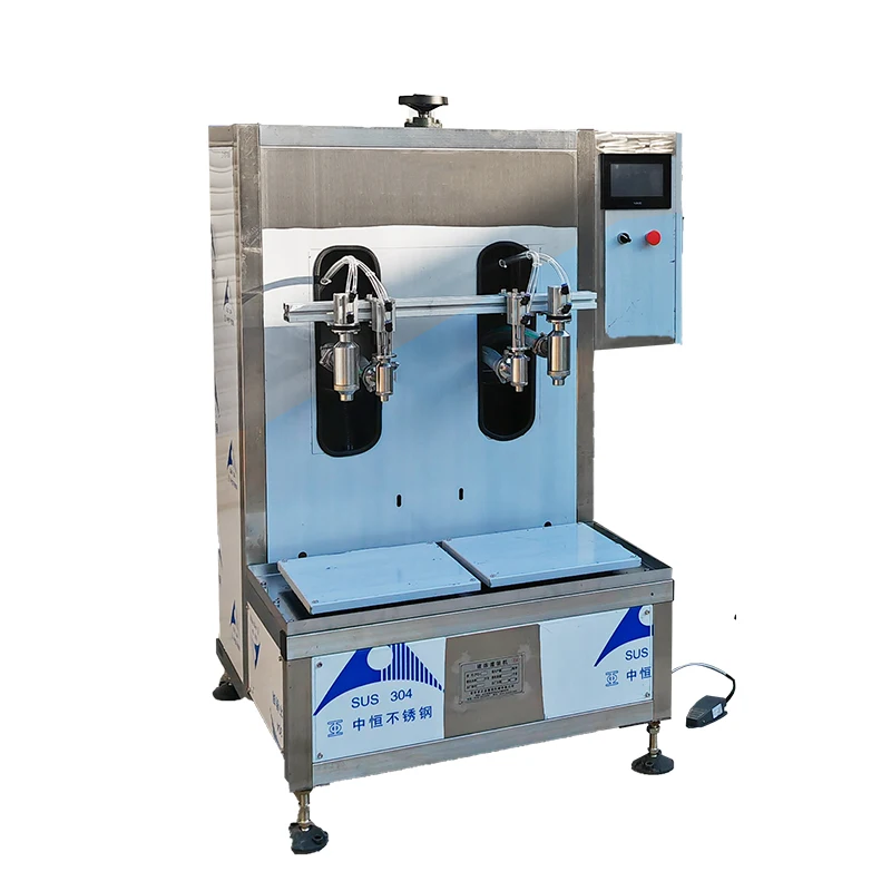 High efficiency 2 heads 5L liquid filling machine suitable for small business