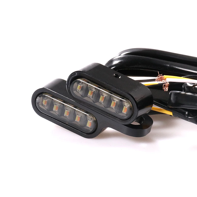 2x Motorcycle Parts Mini 8mm Handlebar LED Turn Signals Indicators Blinker Lamp Custom Cruiser Chopper Cafe Racer Touring