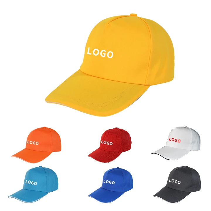 Custom Embroidery Printed Logo Adjustable Plain polyester Structured sports Baseball cap With Sandwich Brim