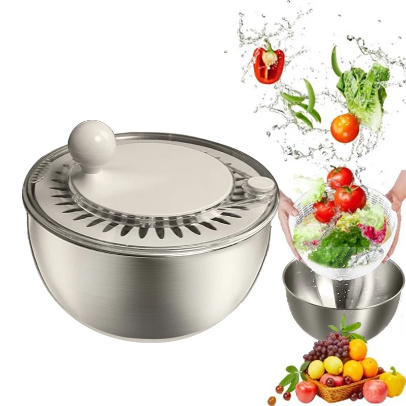 Best Multifunctional Salad Spinner House Vegetable Dryer Extra Large Stainless Steel Metal Basket To Wash Fruit 2024