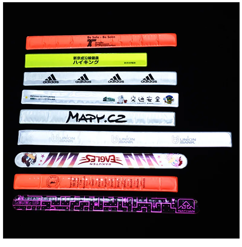 CMYK Custom EN-17353 Eco-friendly Hi Vis Reflective Snap Band Ankle Armband Reflex Wristband