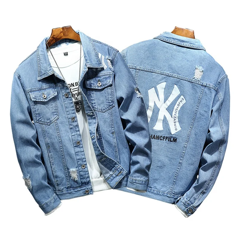 Custom Fashion Print Cotton Jean Jacket Designed Mens Denim Jacket Men