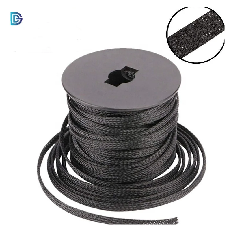 Black 3K 12K Customized Width Best Sale High Quality Carbon Fiber Braided Sleeve For Heat Resistant