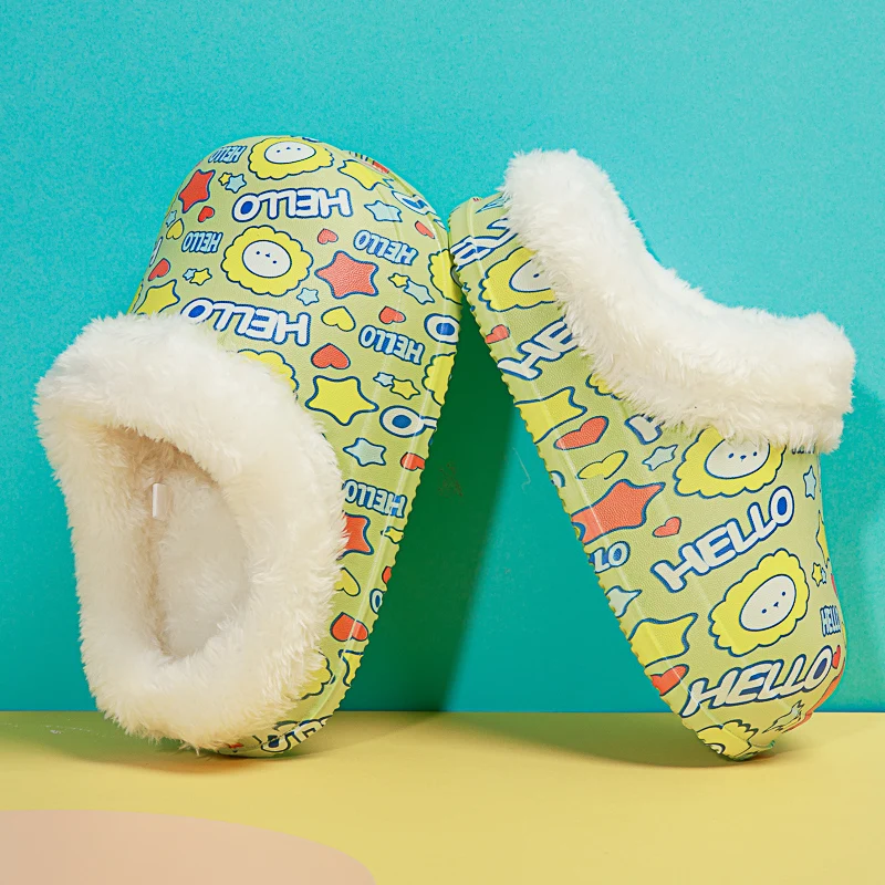 
Wholesale Winter Clog Sandals Kids Shoes Fur Thick Bottom Waterproof Eva Clogs 