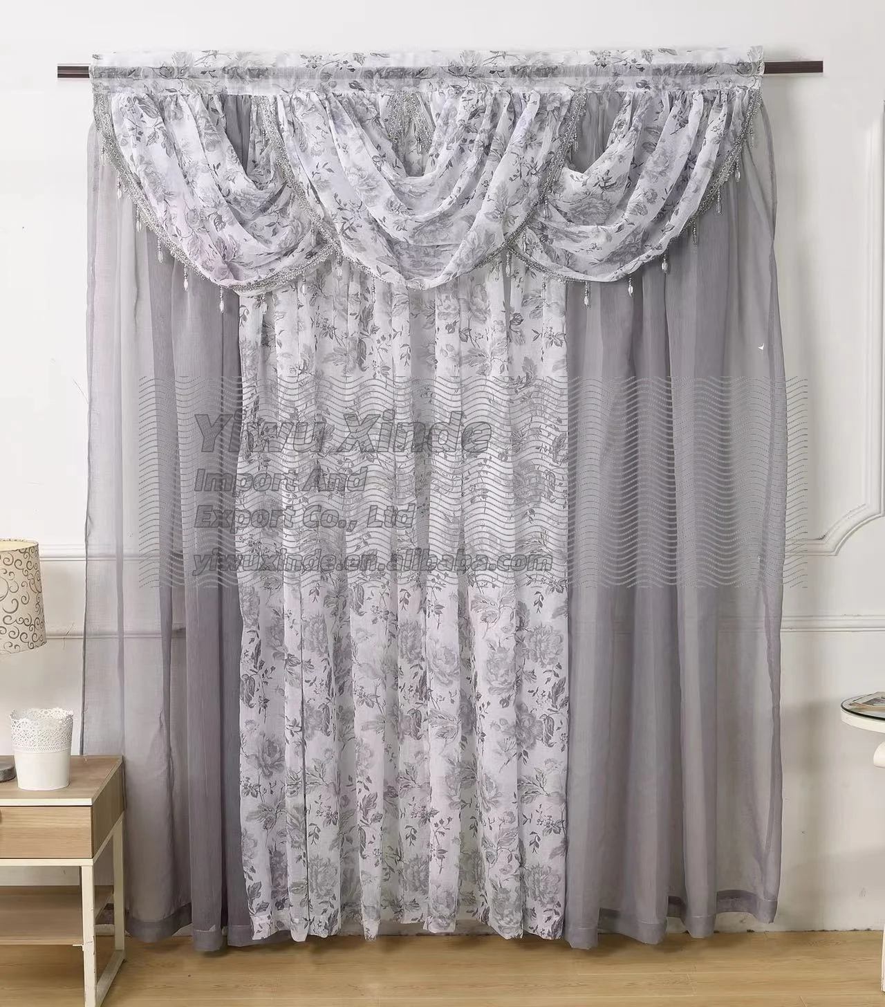 5pcs Floral Curtains Long Printed Grommet Cotton Window Curtains for Living Room Bedroom Light Filtering Linen Style Curtain