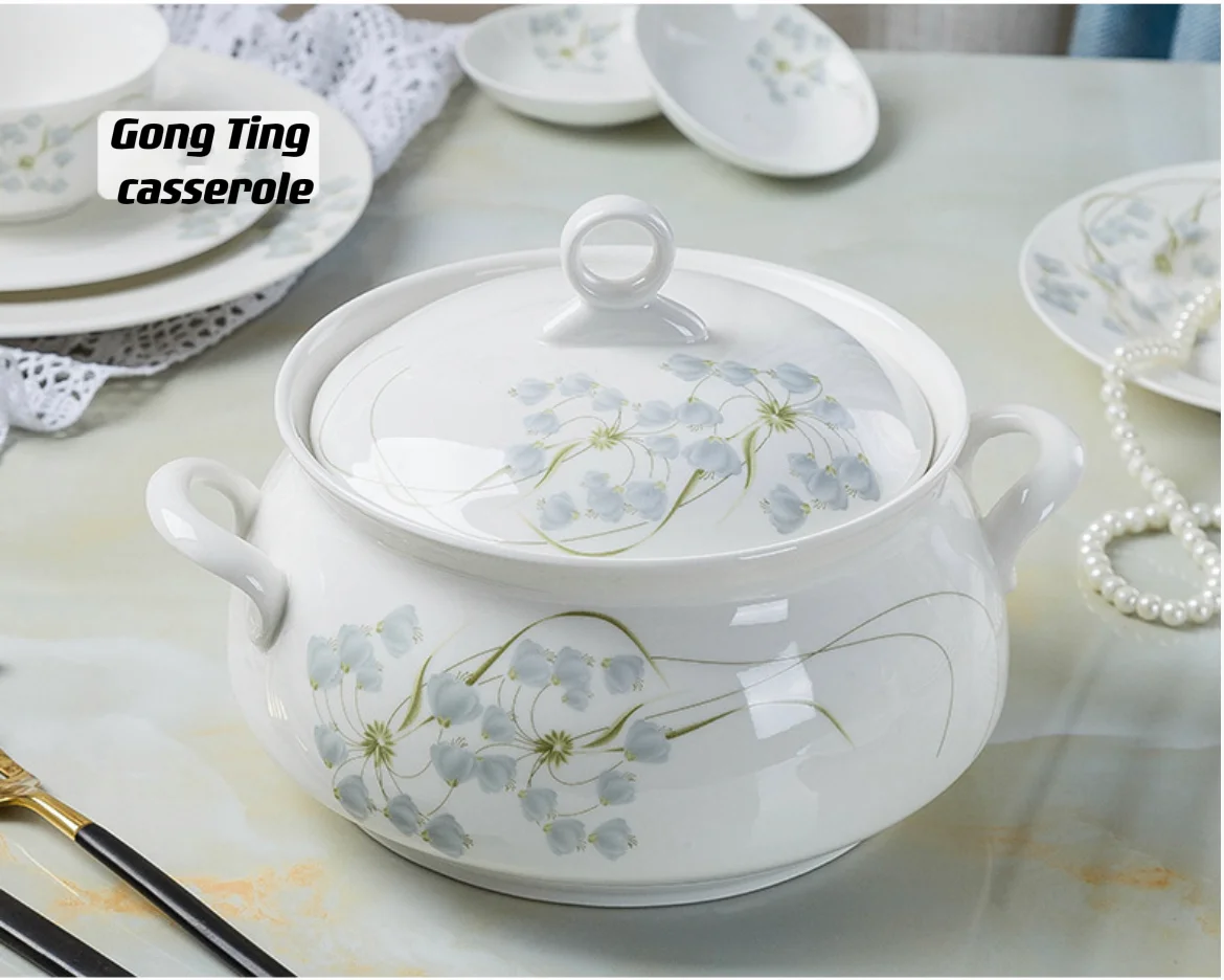 Jingdezhen Bone Porcelain 56Pcs Gray Overglaze Custom Logo Bowl Plate Ceramic Porcelain dinner Tableware Set