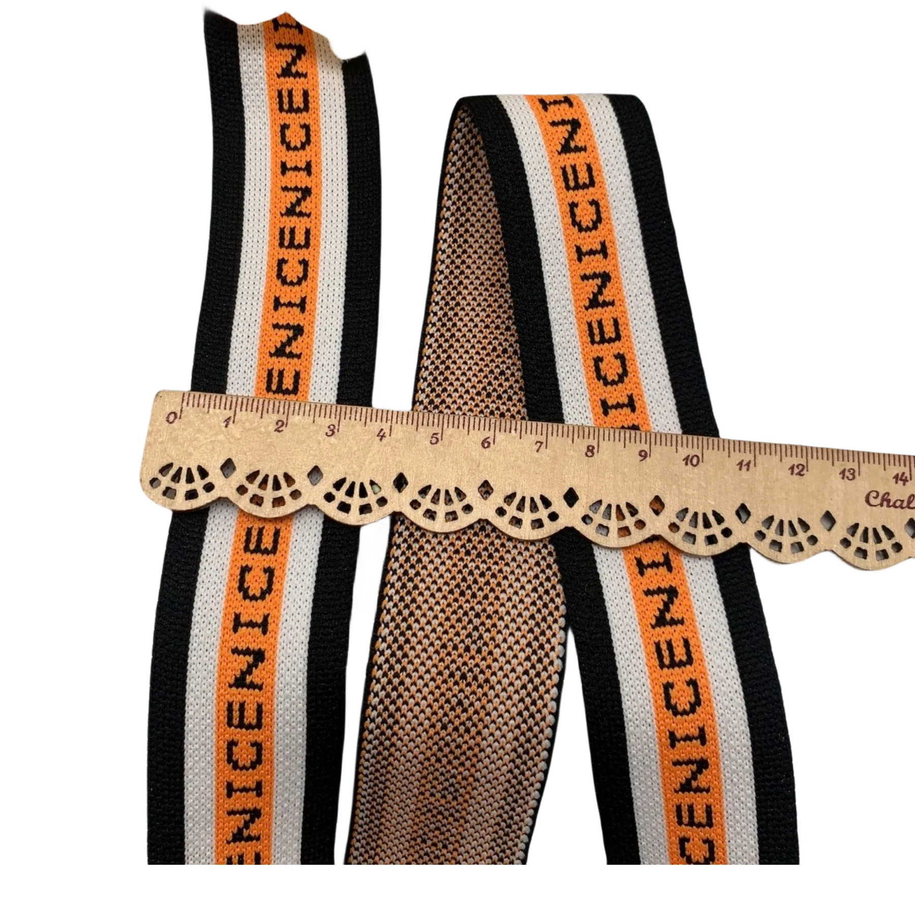 Comfortable 100% Polyester Jacquard Custom 4cm Striped Elastic Webbing