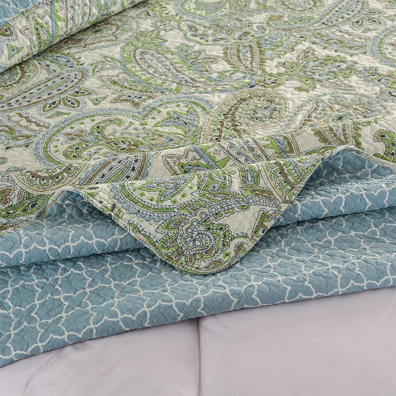 
Printed Chinese Brake Herb Cotton Fabric Quilted Bedspread 