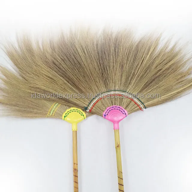 
Grass Broom Bamboo Handle Firm Head Long Lasting Used Made From Good Raw Material Hand Made Grass Broom From Thailand 