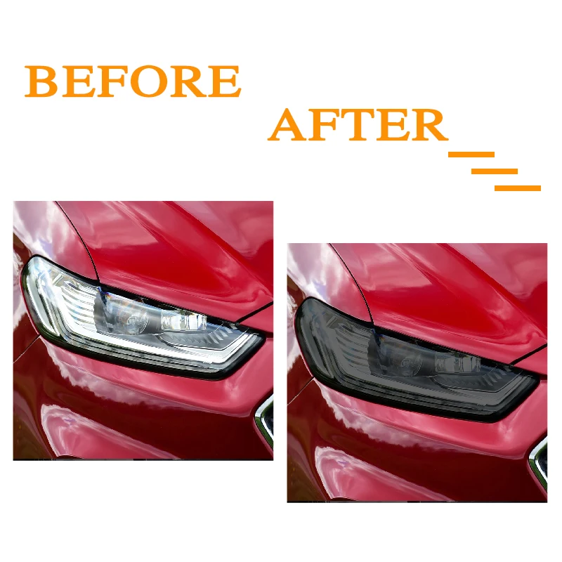 Car Headlight Protection Tint Film Smoke Black Transparent TPU Front Light Sticker For Ford Mondeo MK5 2015-Present Accessories