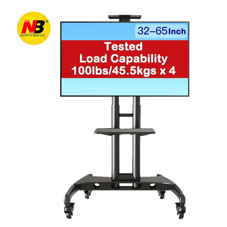 
nb north bayou ava1500-60-1p 360 Swivel Floor Stand TV Cart for 32-65' TVs 