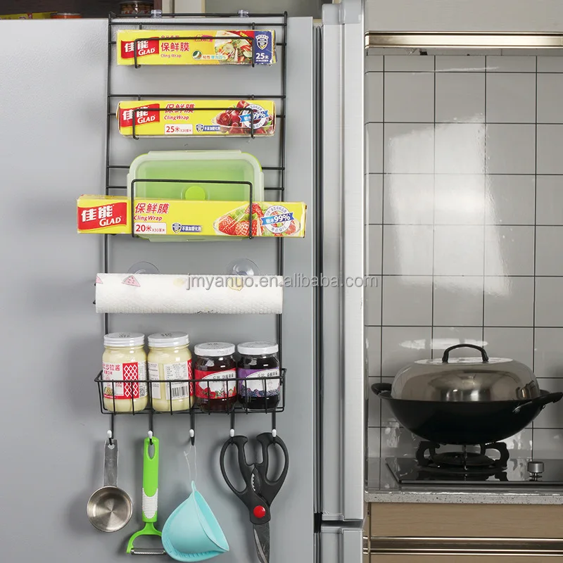 Refrigerator Side 2014chable 5 Tiegreyook Type Shelf Kitchen Wall Hanging Rack Storage Holders & Racks for Non-folding Rack Iron