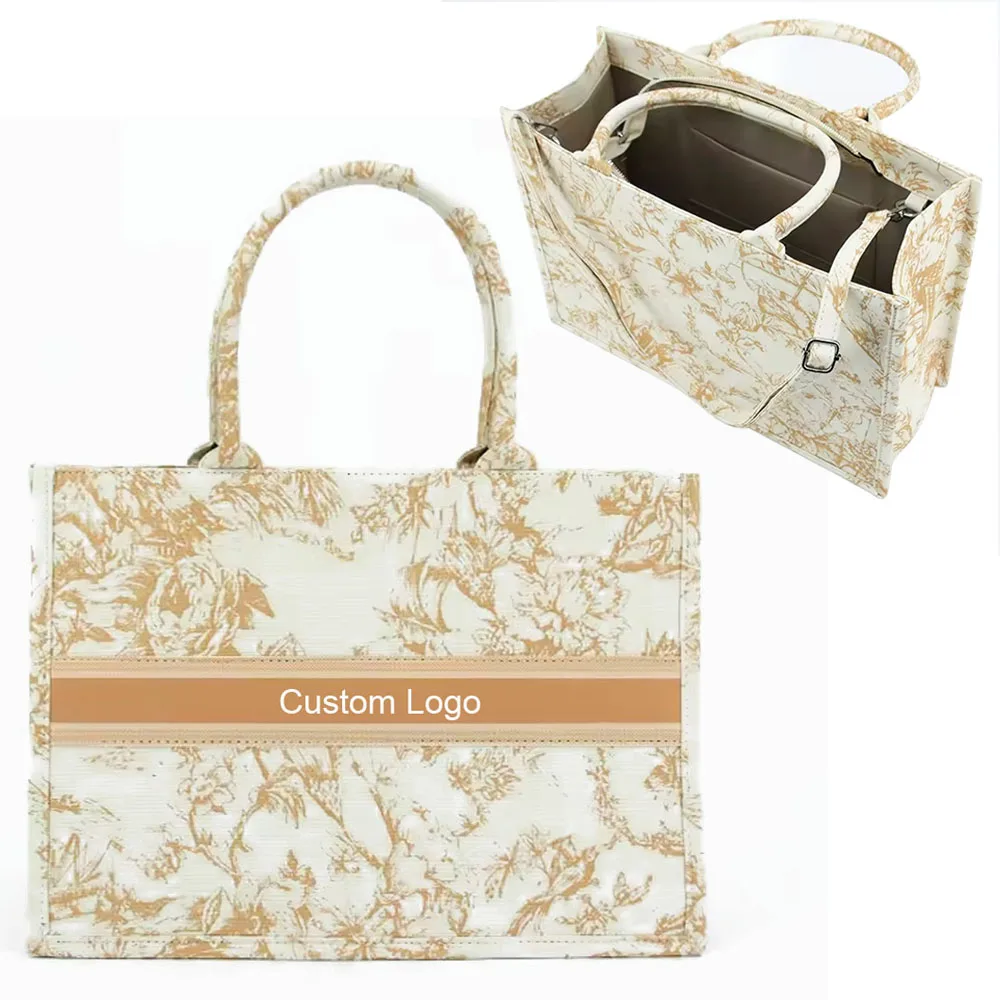 Daily Use Women Printing Crossbody Bags Shoulder Handbag Medium Book Tote Handbag Printed Custom Canvas Zipper Tote Bag