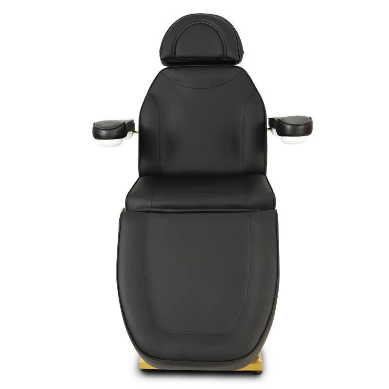 Modern black gold base beauty salon massage table bed 3 motor electric foot control therapy facial spa bed for sales