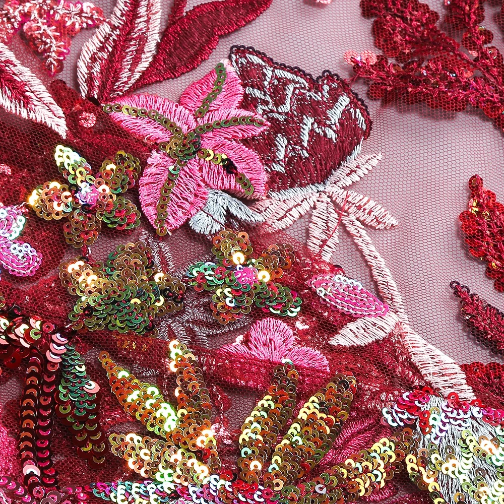 Sexy One Shoulder Luxury Sequin Floral Embroidered Asymmetric Flower Long Dress Women Long Sleeves High Split Long Party Dresses