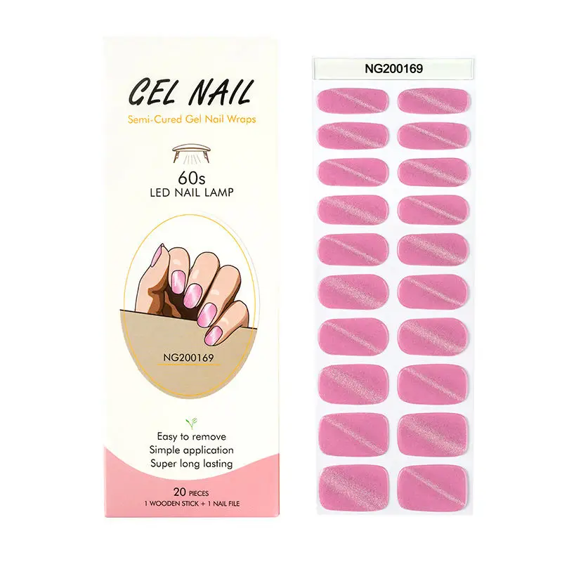 Yodoor Semi Cured Gel Nail Wraps Stickers with the Lamp to Cure UV Gel Nail Sticker Custom Nail Sticker Printing