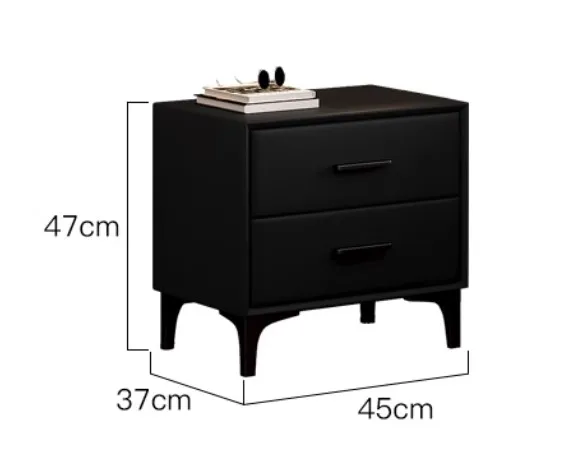Modern simple elephant ear double bed black light luxury soft leather bed