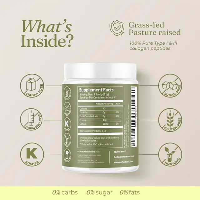 Hydrolyzed Collagen Peptides Powder Healthy Bones,Joints, Hair Skin Collagen Hidrolizado en Polvo Piel,Cabello y Articulaciones