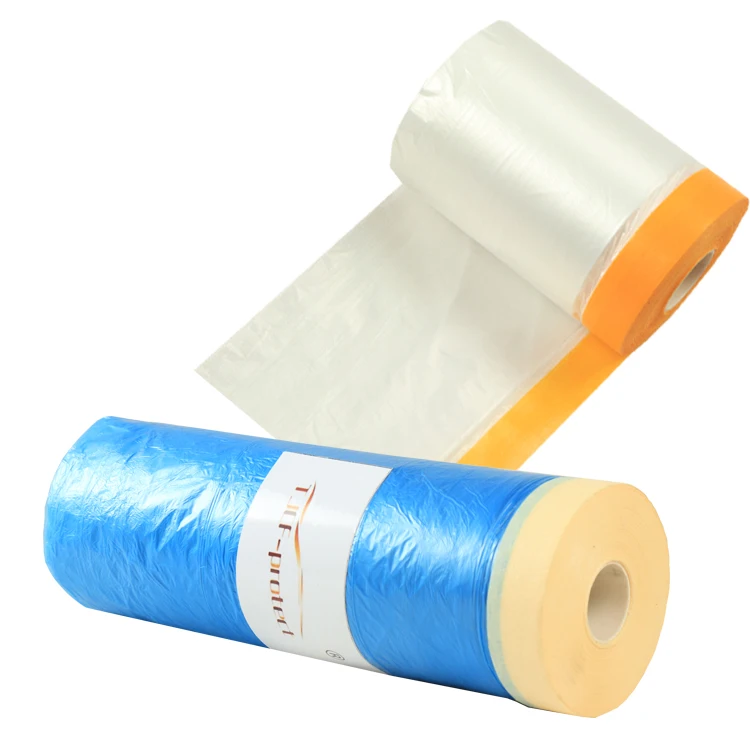 blue pre taped protective tape rain spray plastic protection pe printed for painter painting transparent masking film