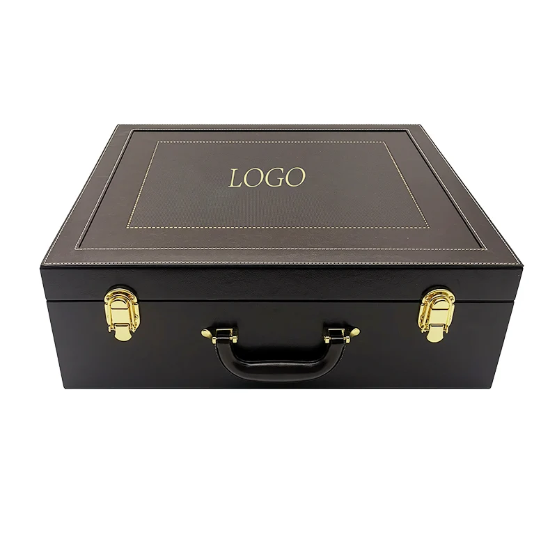 Custom Large Wooden Decorative Storage Box Wooden Leather Treasure Chest Box with Hinged Lid