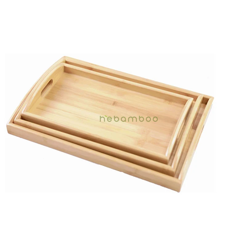 
Eco Sustainable Home Kitchen Bamboo Wood Serving Tray for Ottoman 