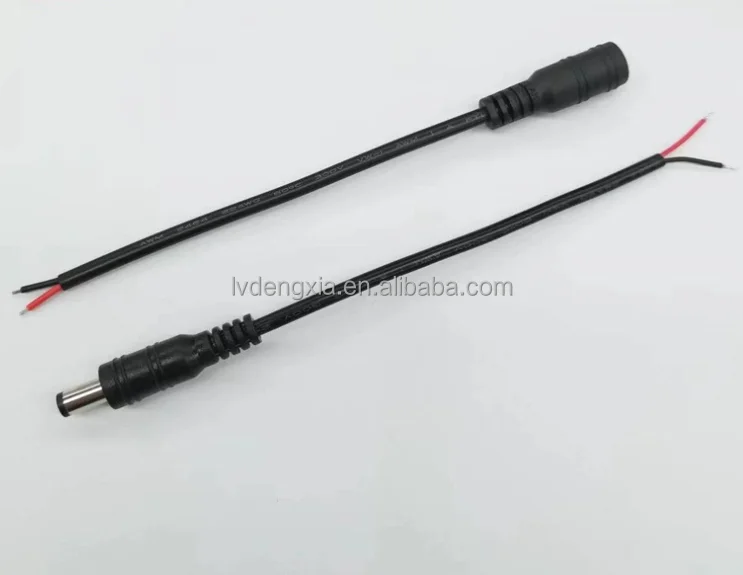 5.5*2.1mm male and female to bare end 12V adapter DC power cord DC Power Cable 5.5 2.1 Male to FeMale Jack 15cm length