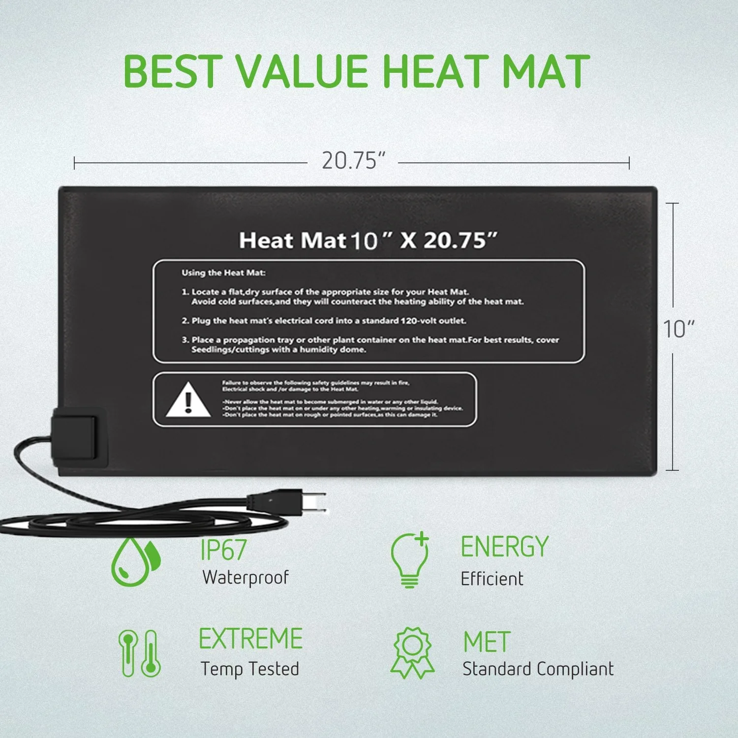Водонепроницаемый коврик SINOWELL для нагрева рассады 10 дюймов x 20 75 дюйма
