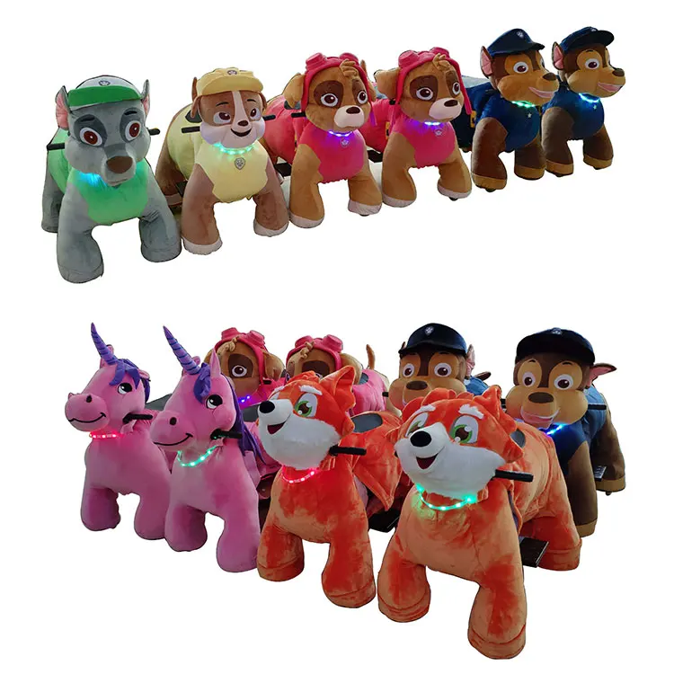 Electric Ride On Animal Toy Coin Operated Battery Montables Electricos Kids Plush Electronic Walking Animals Ride With Wheel