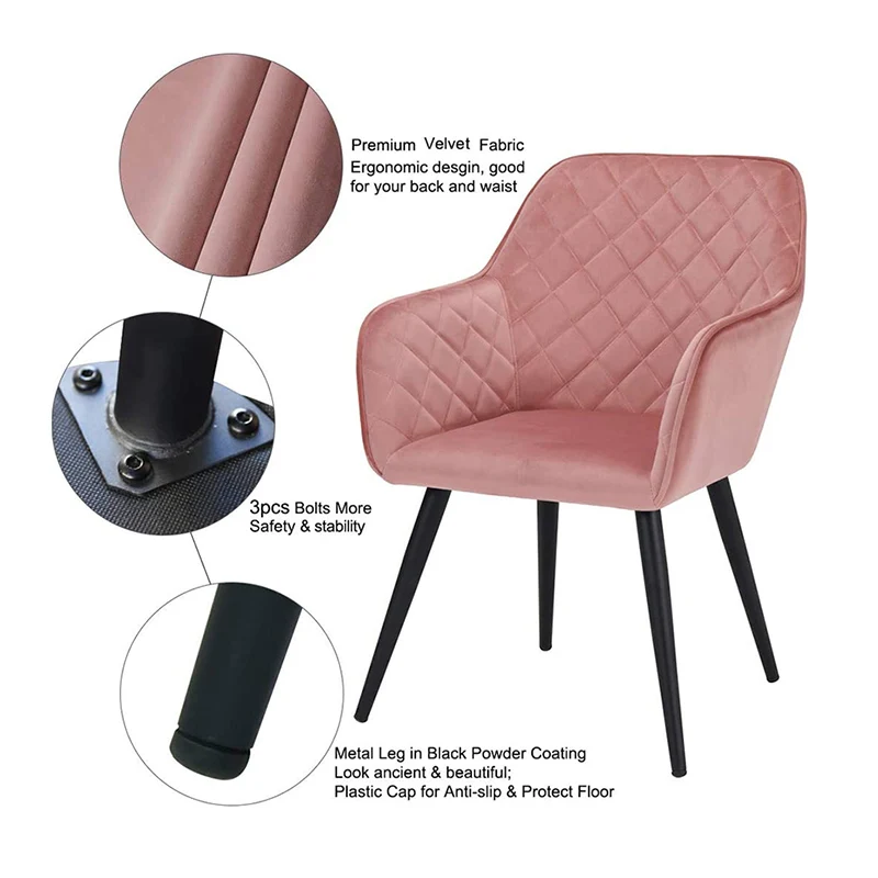 Modern Nodic Elegant Italian Metal Iron Leg Upholstered Dining Luxury Faux Leather Dining Chair With Arms