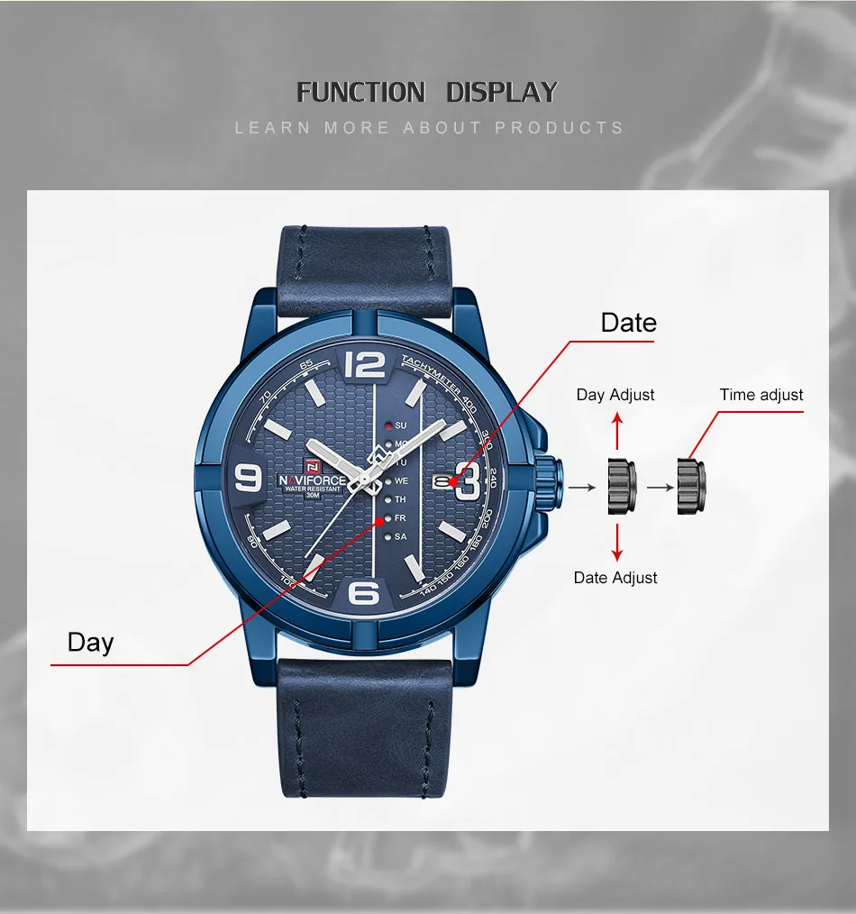 NAVIFORCE 9177 Leather Quartz Sport Waterproof Mens Watches in 2020 Brand factory price