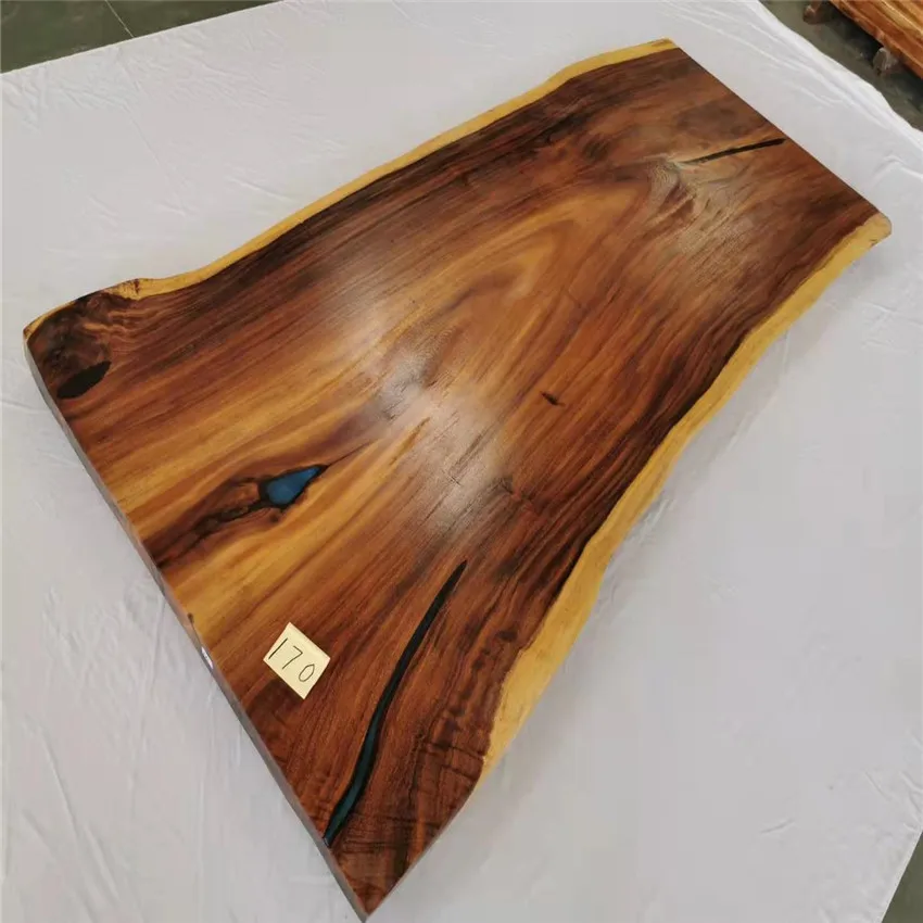 China supplier natural raw slab table top walnut bubinga acacia suar high end table top live edg wood dining table wood slab