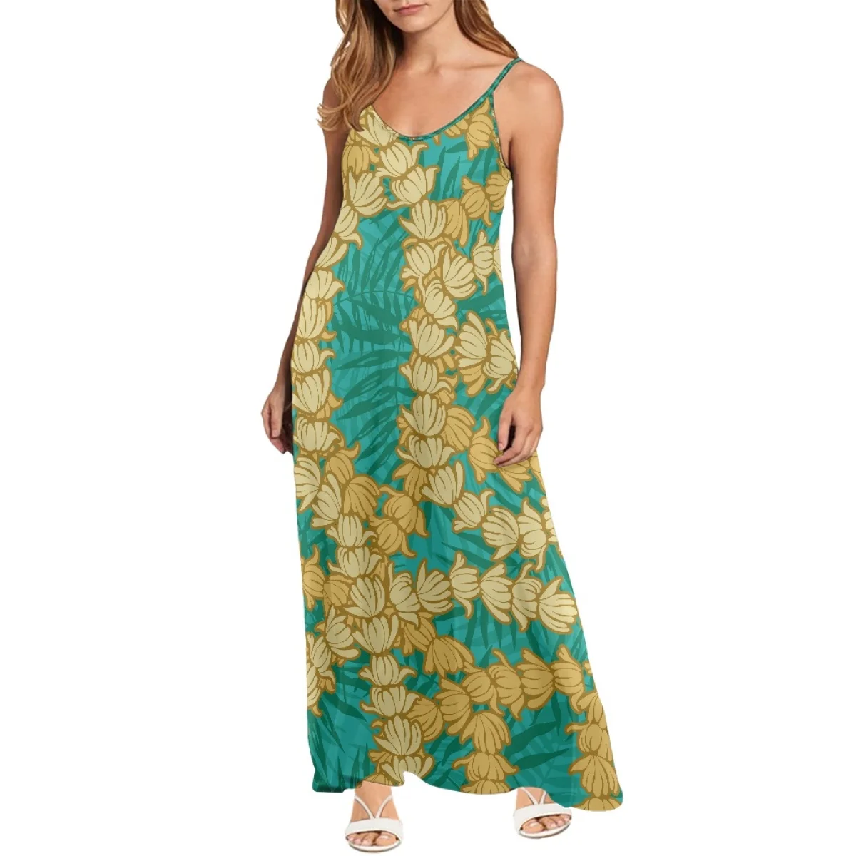 Dropshipping Clothing Women Pikake Arabian Jasmine Long Skirt With Adjustable Shoulder Straps Casual Dresses