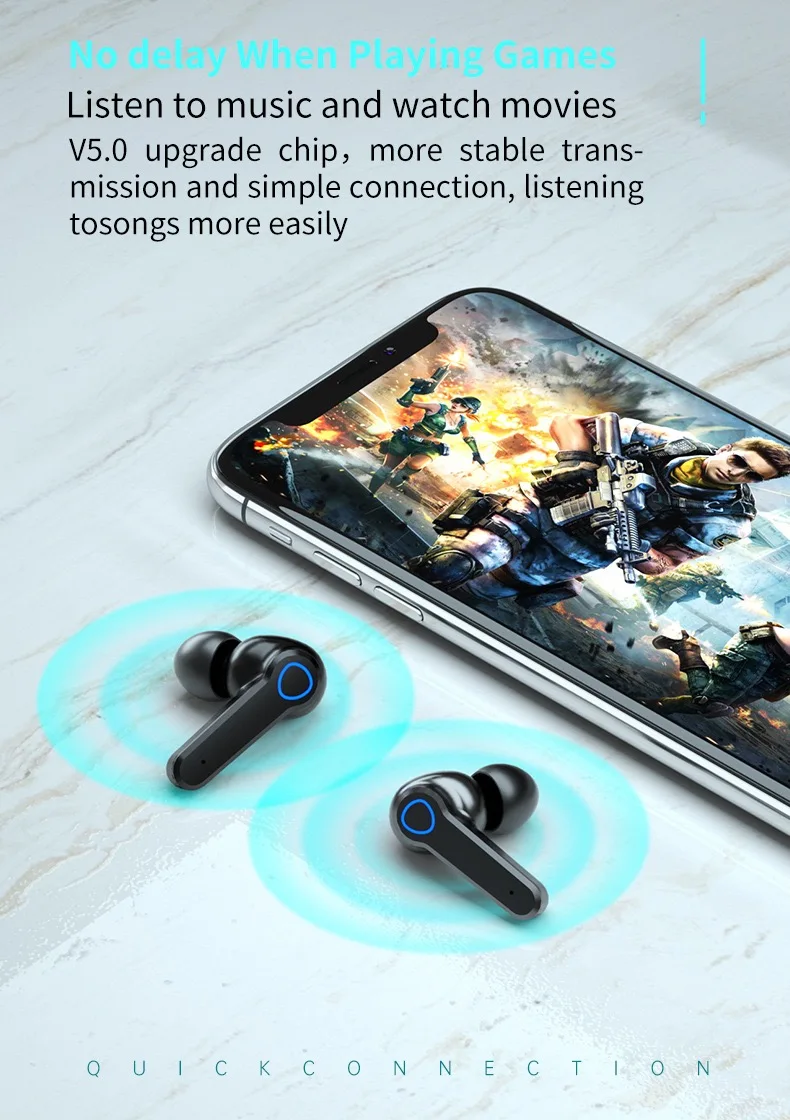 M19 True Wireless Headset HD LED display IPX7 2000Mah wireless BT earphones 5.0 free print logo  professional headphone