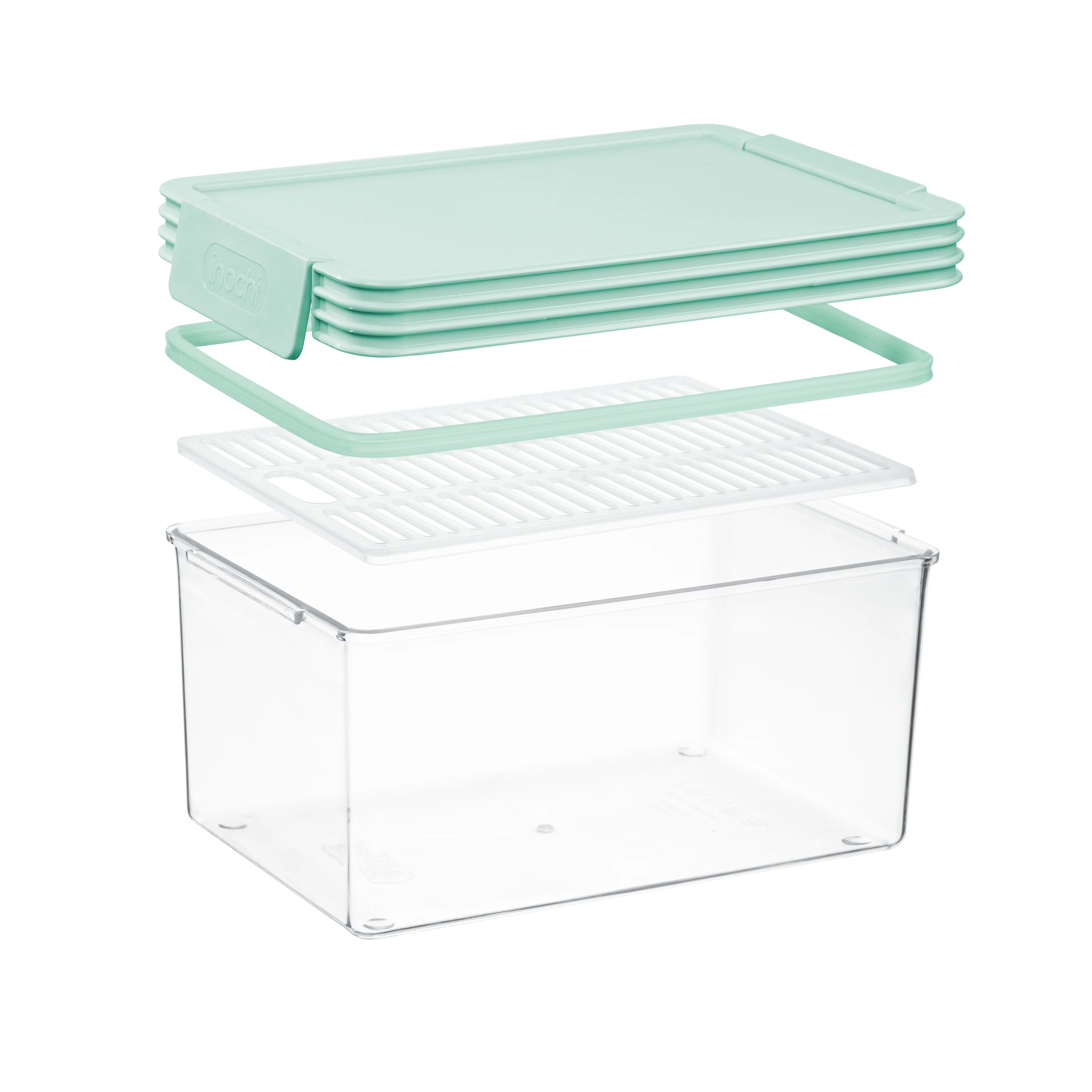 Set of 3 Hokkaido tritan rectangular container 500-1000-2000ml Modern Design style Clear body, colored lid Structure