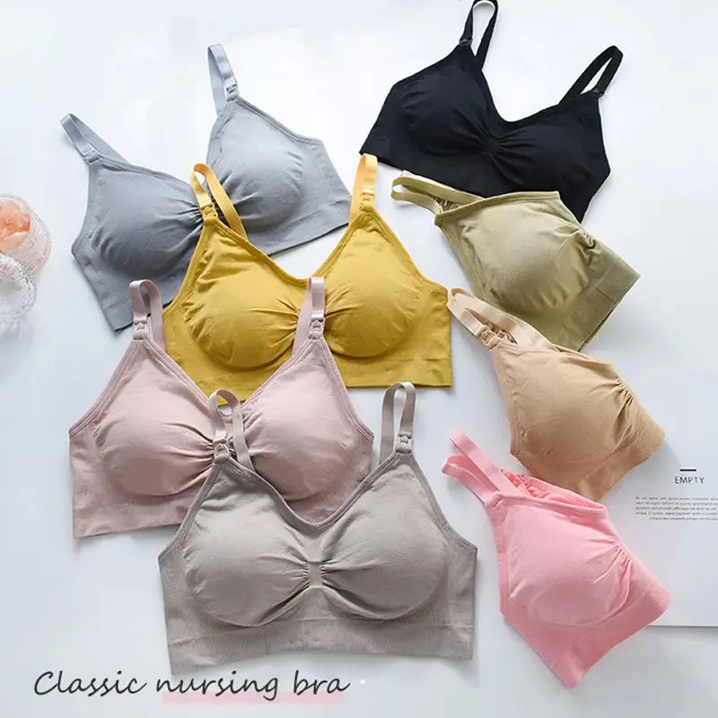 Оптовая продажа 3701, бесшовные Разноцветные бюстгальтеры YY с верхней пряжкой для кормящих матерей