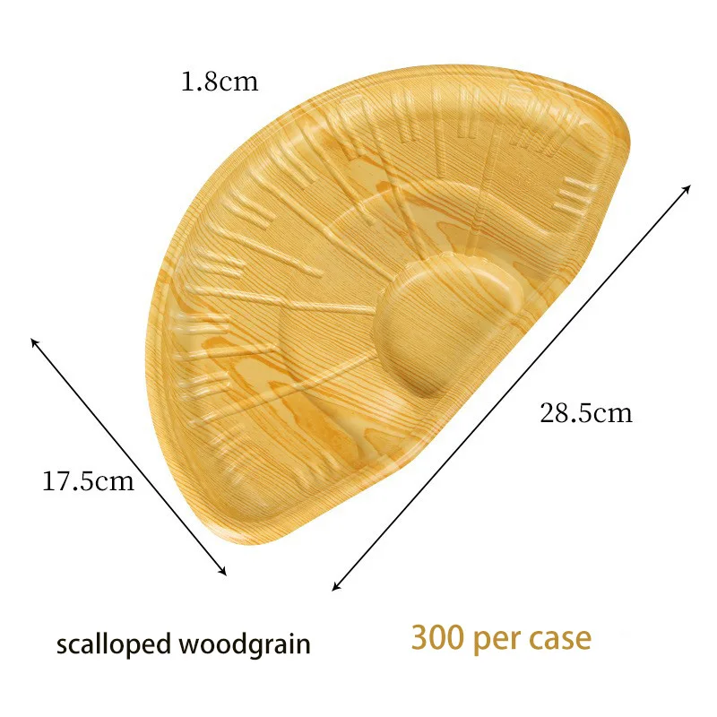 sector wood grain plastic tray fresh packaging disposable  box travel picnic supermarket display refrigerator  packaging tray