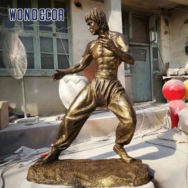 Bronze statue of famous Chinese kung fu actor Bruce Lee