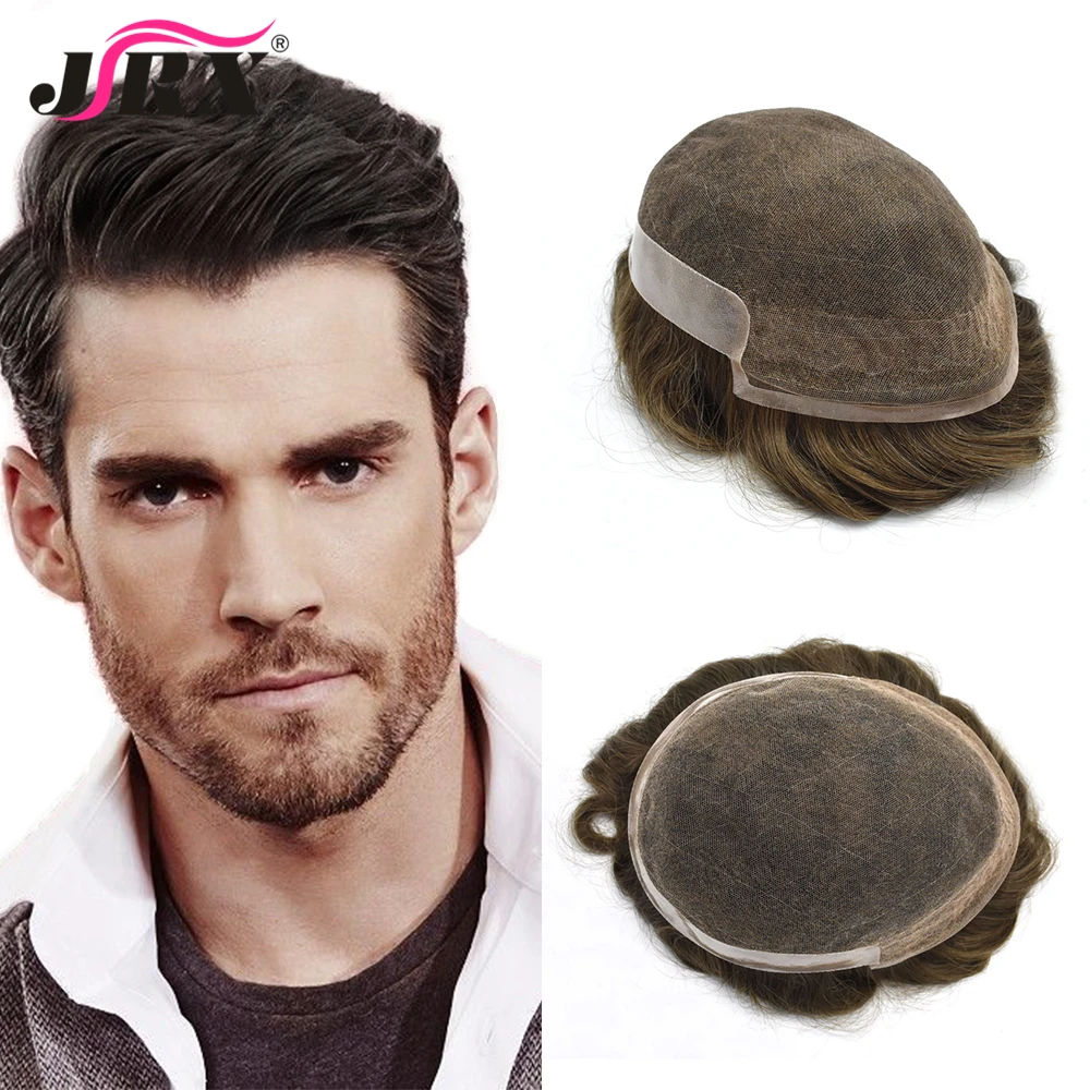 French Lace PU Men Human Hair Toupee System Natural Color indian cheap men hair toupee For Hair piece